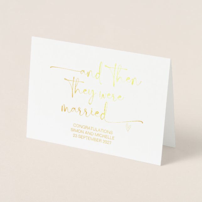 Carte Dorée Félicitations mariée et mari jour de mariage ami (Devant)