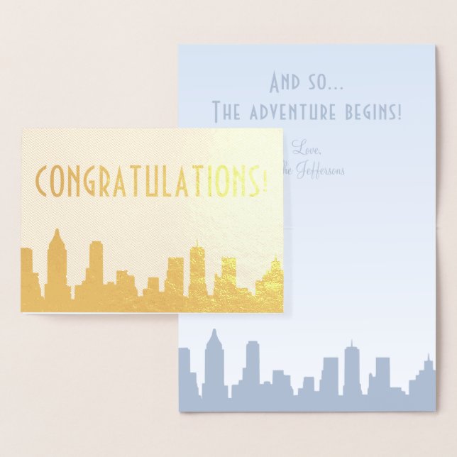 Carte Dorée Félicitations New York Skyline Greeting Card (Affichage)