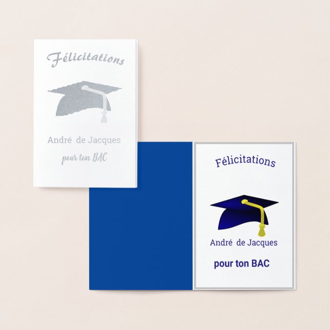 Carte Dorée Félicitations pour la finition en français - argen (Affichage)