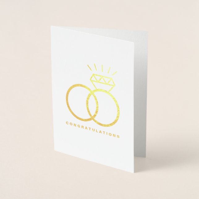 Carte Dorée Félicitations pour les anneaux de diamant du coupl (Devant)