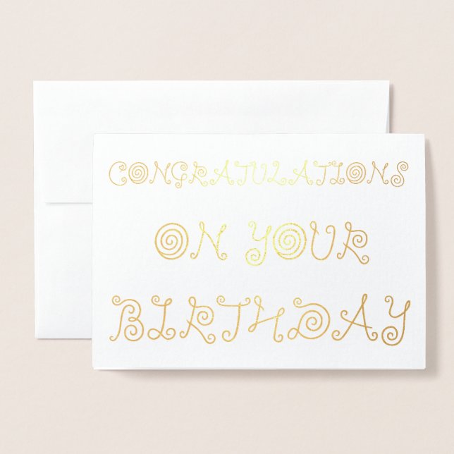 Carte Dorée Félicitations pour votre anniversaire (Devant avec enveloppe)