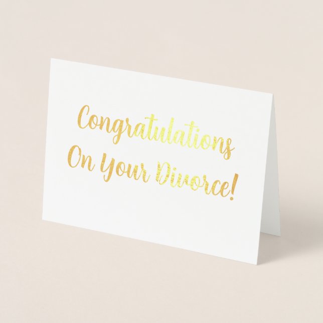 Carte Dorée Félicitations Pour Votre Divorce ! (Devant)