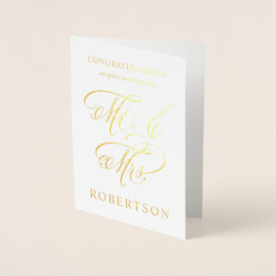 Carte Dorée Félicitations pour votre jour de mariage M. et Mme