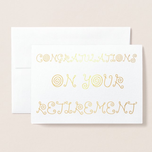 Carte Dorée Félicitations pour votre retraite (Devant avec enveloppe)