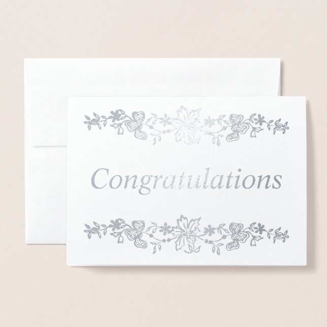 Carte Dorée Félicitations Silver (Devant avec enveloppe)