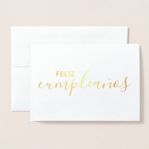 Carte Dorée Feliz Cumpleaños Elégant espagnol Joyeux anniversa