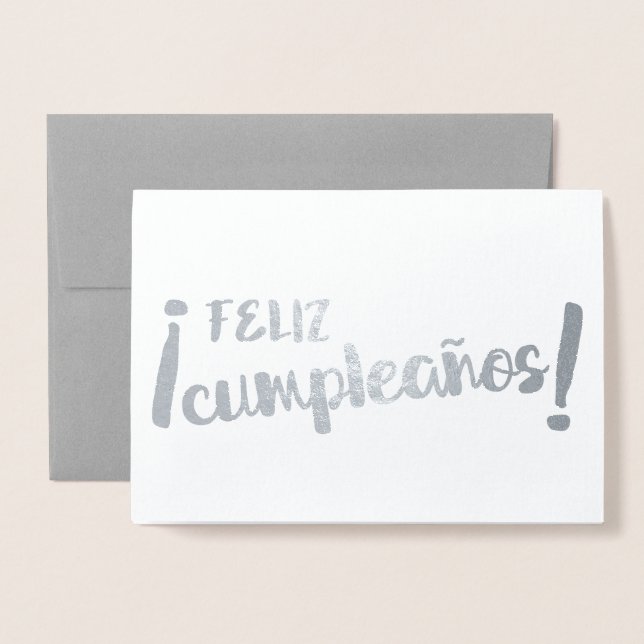 Carte Dorée Feliz Cumpleaños espagnol Joyeux Anniversaire pinc (Devant avec enveloppe)
