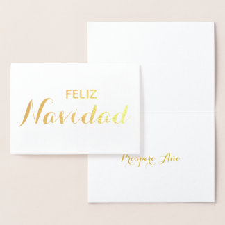 Carte Dorée Feliz Navidad Año espagnol Noël élégant Script