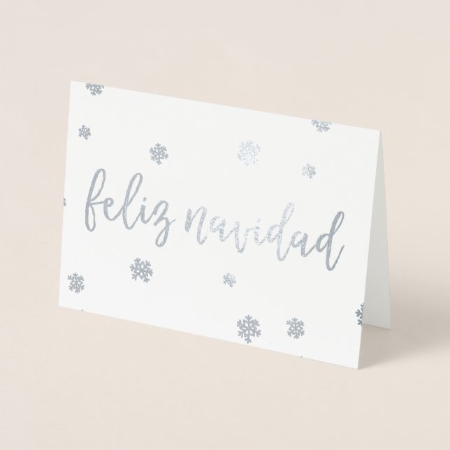 Carte Dorée Feliz Navidad Snowflakes (Devant)