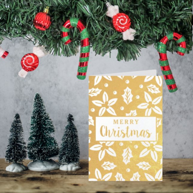 Carte Dorée Festive Fleurs de Noël (Créateur téléchargé)