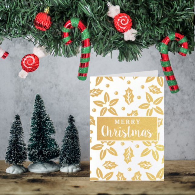 Carte Dorée Festive Fleurs de Noël (Créateur téléchargé)