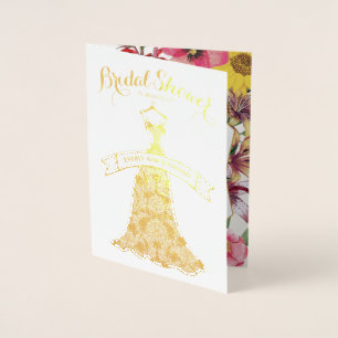 Carte Dorée Fête des mariées Gold Foil et Floral