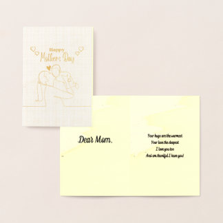 Carte Dorée Fête des Mères DIY personnalisée avec poème origin