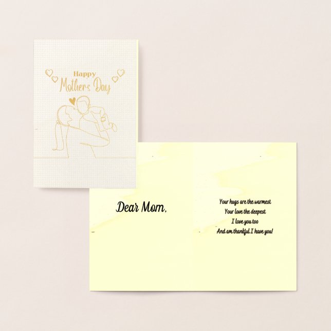 Carte Dorée Fête des Mères DIY personnalisée avec poème origin (Affichage)