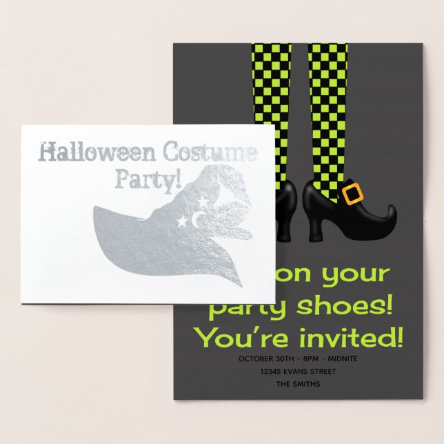 Carte Dorée Fête du costume d'Halloween | Chapeau de sorcière (Affichage)