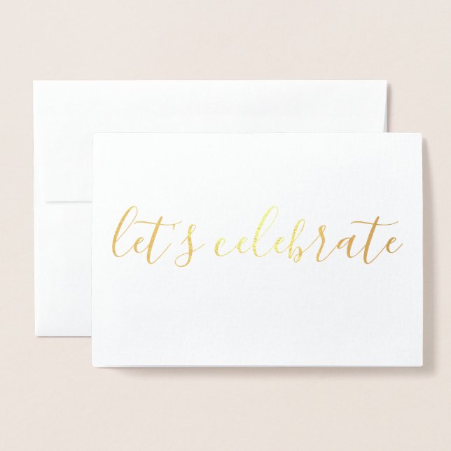 Carte Dorée Fêtons la calligraphie simple Silver (Devant avec enveloppe)