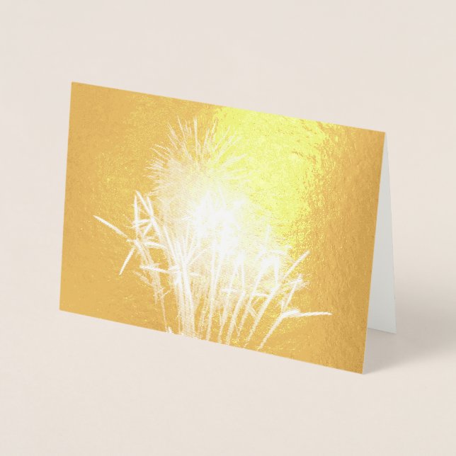 Carte Dorée Feu d'artifice blanc et or I Fête patriotique (Devant)