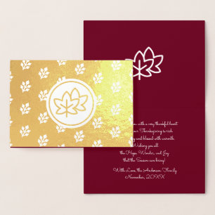 Carte Dorée Feuilles et baies d'automne Thankgiving Real
