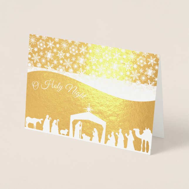Carte Dorée Fiche de Noël de la Nativité (Devant)