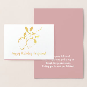 Carte Dorée Filiale de citron Botanique Anniversaire Real Foil