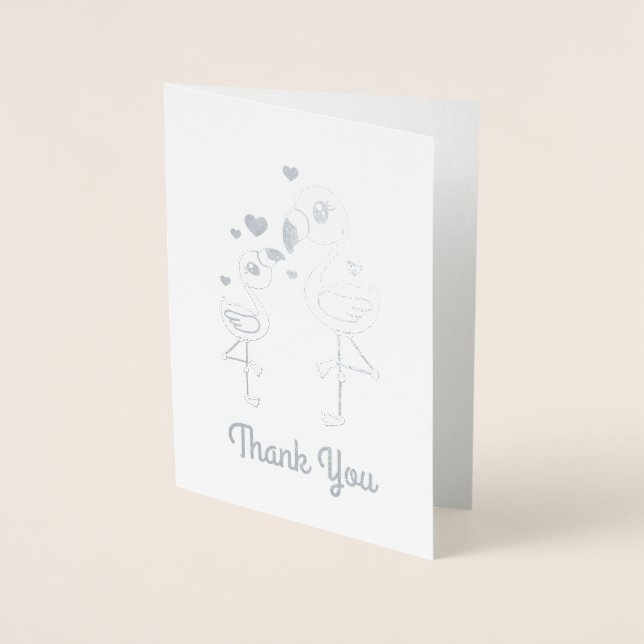 Carte Dorée Flamant rose Baby shower mignon Merci tropical (Devant)