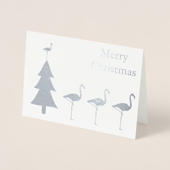 Carte Dorée Flamant rose drôle Noël (Devant)