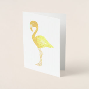 Carte Dorée Flamant rose métallique Ile tropicale Oiseau