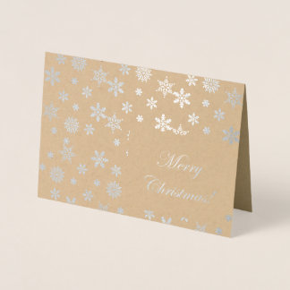 Carte Dorée Flammes de neige en argent Joyeux Noël !