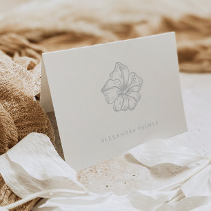 Carte Dorée Fleur d'Hibiscus argenté   Personnalisé