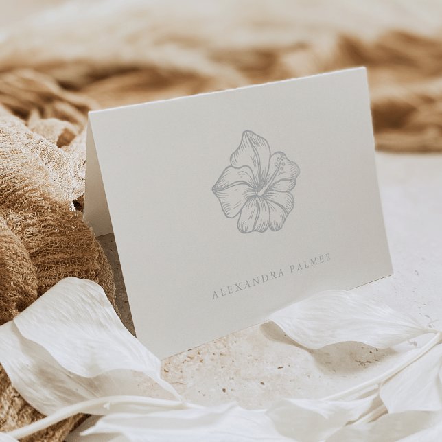 Carte Dorée Fleur d'Hibiscus argenté | Personnalisé (Créateur téléchargé)