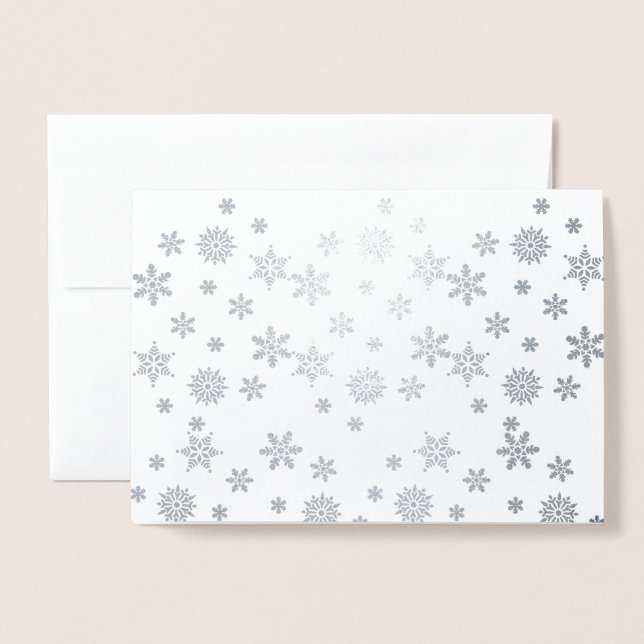 Carte Dorée Flocons d'argent brillants (Devant avec enveloppe)