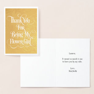 Carte Dorée Flower Girl Merci Gold Foil Card