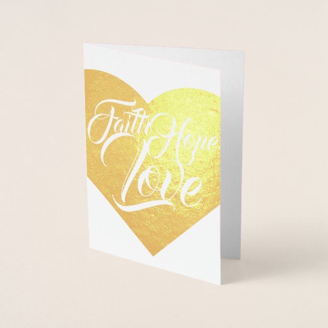 Carte Dorée Foi Espoir et coeur d'amour personnalisable (Devant)