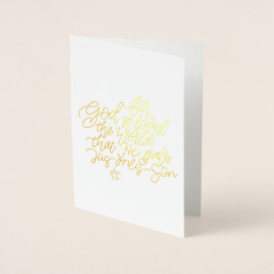 Carte Dorée Foil Bible verset carte, Jean 3:16