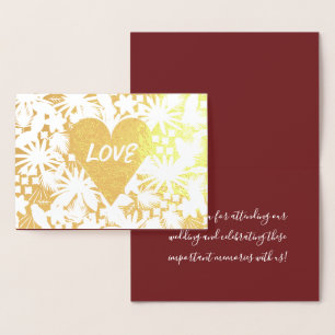 Carte Dorée Foil Birds Love Mariage Merci