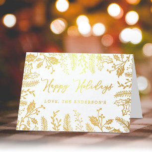 Carte Dorée Foliage de Noël branché