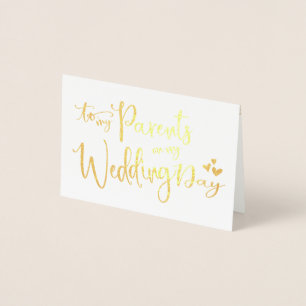 Carte Dorée Fond d'or   À Mes Parents Le Jour De Mon Mariage P