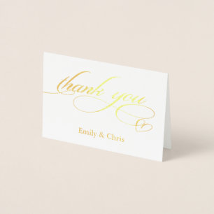 Carte Dorée Fond d'or   Élégant Merci photo de calligraphie