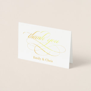 Carte Dorée Fond d'or   Élégant Merci photo de calligraphie