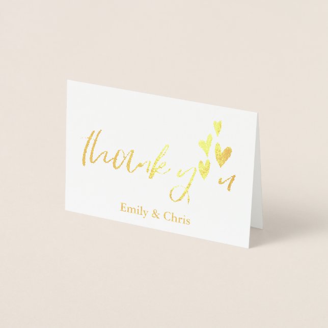 Carte Dorée Fond d'or | Merci photo Calligraphie (Devant)