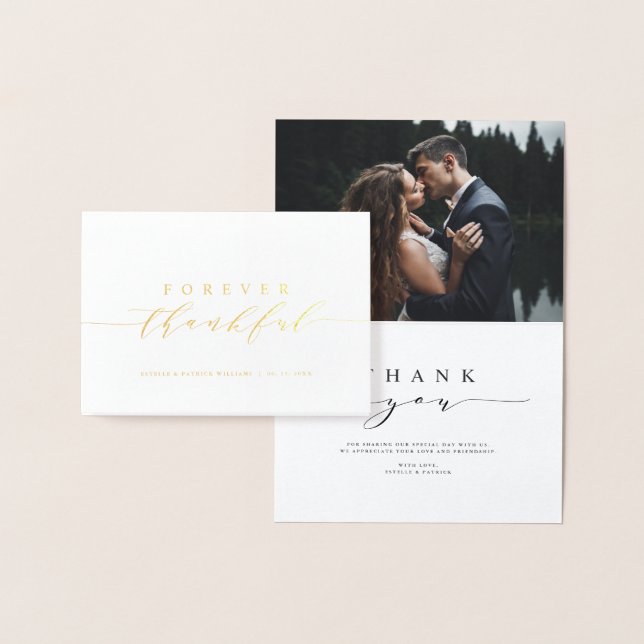 Carte Dorée Forever Merci Merci Mariage photo (Affichage)