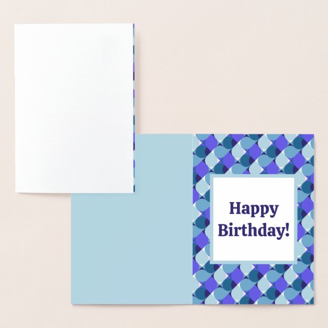 Carte Dorée Formes bleues Anniversaire (Affichage)