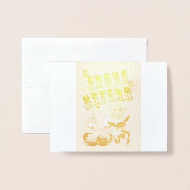 Carte Dorée Frohe Ostern (Devant avec enveloppe)