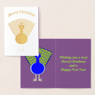 Carte Dorée Funny Christmas Peacock Personnalisé