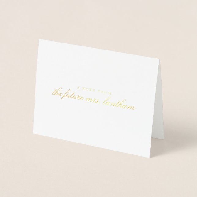 Carte Dorée Future Mme Merci de Fête des mariées personnalisée (Devant)