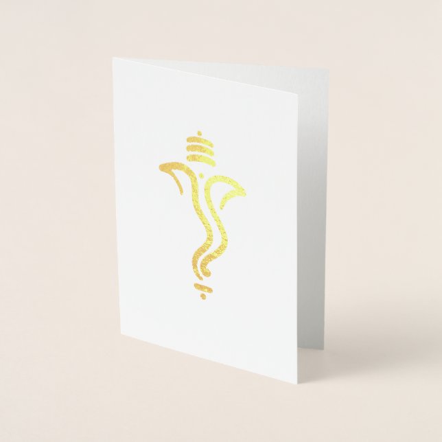 Carte Dorée Ganesha simple classique/Mariage de Dieu indien (Devant)
