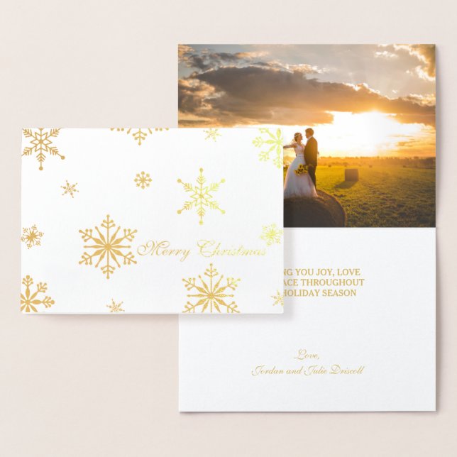 Carte Dorée Gobelet à neige Gold Foil Joyeux Noël Photo (Affichage)