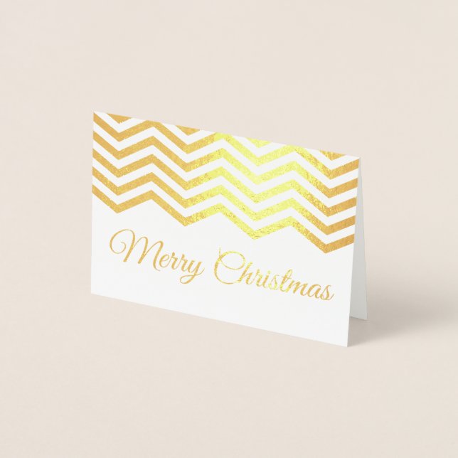 Carte Dorée Gold Chevron Trim Joyeux Noël (Devant)