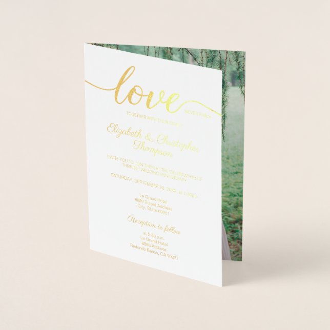 Carte Dorée Gold Elegant 50e anniversaire de mariage (Devant)