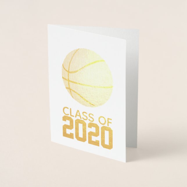 Carte Dorée Gold Foil Basketball Graduation (Devant)